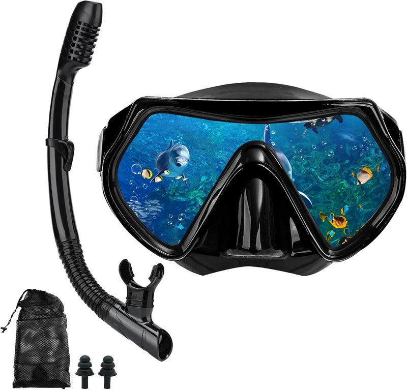 DIPUKI Snorkeling Gear for Adults, Dry Snorkel Mask Set, Scuba Diving Snorkle mask Set Adult, Panoramic Wide View Anti-Fog Dive mask, Swimming Diving Snorkeling Packages - Image 1